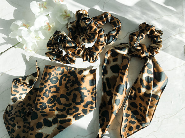Leopard Silk Scarf Scrunchie