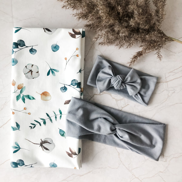 Matching Mommy and Baby Headband and Swaddle Set